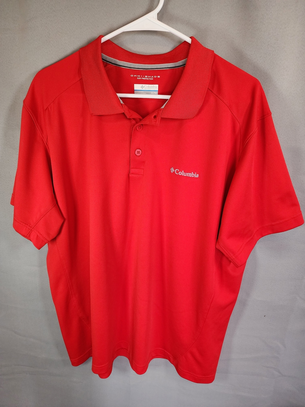 Columbia Red Short Sleeve Polo - Performance Knit